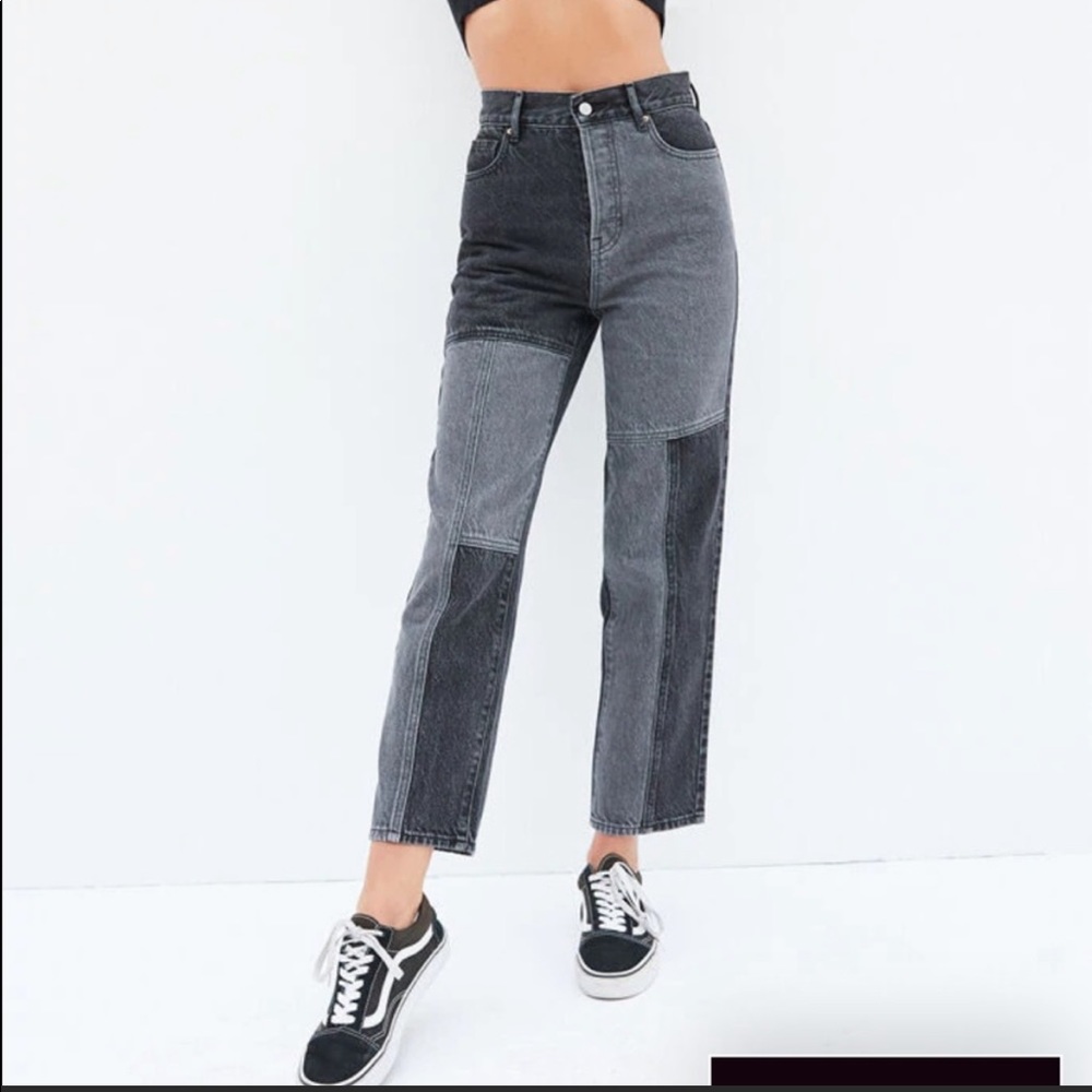 PacSun Two-Toned Black High Waisted Straight Jeans